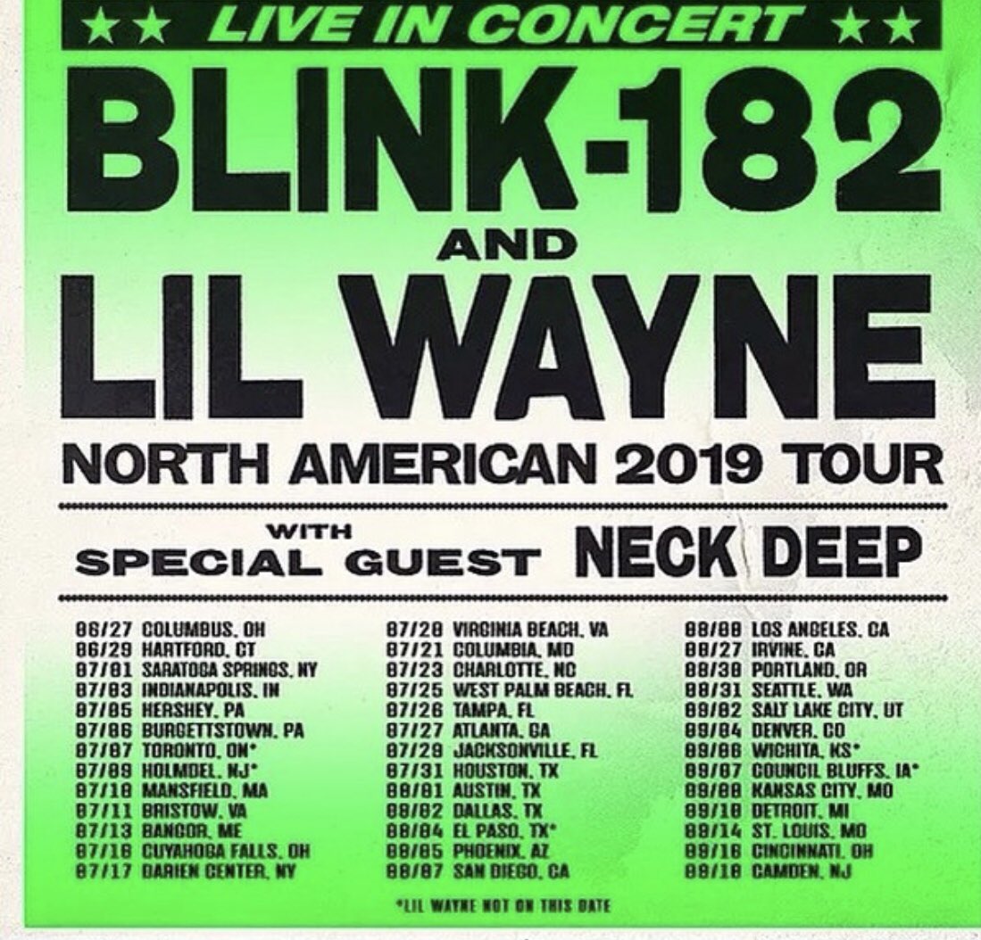 Blink-182 and Lil Wayne to play at Darien Lake