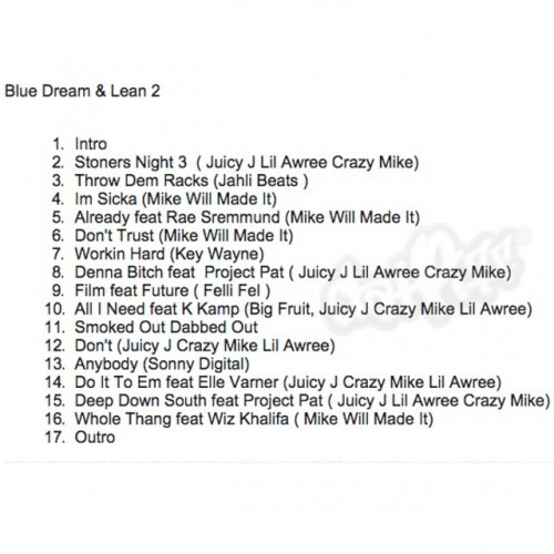 blue dream lean 2 track list