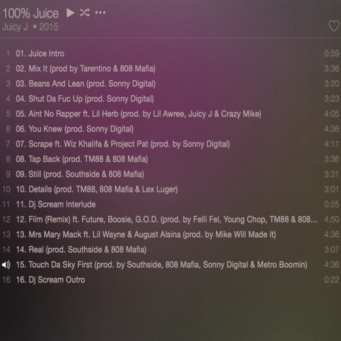 100 juice tracklist