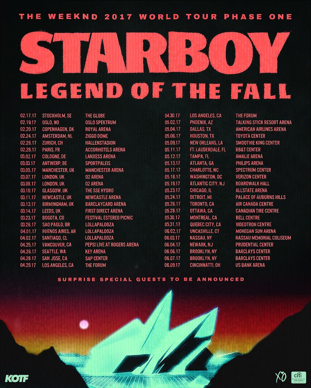 the weeknd setlist starboy tour