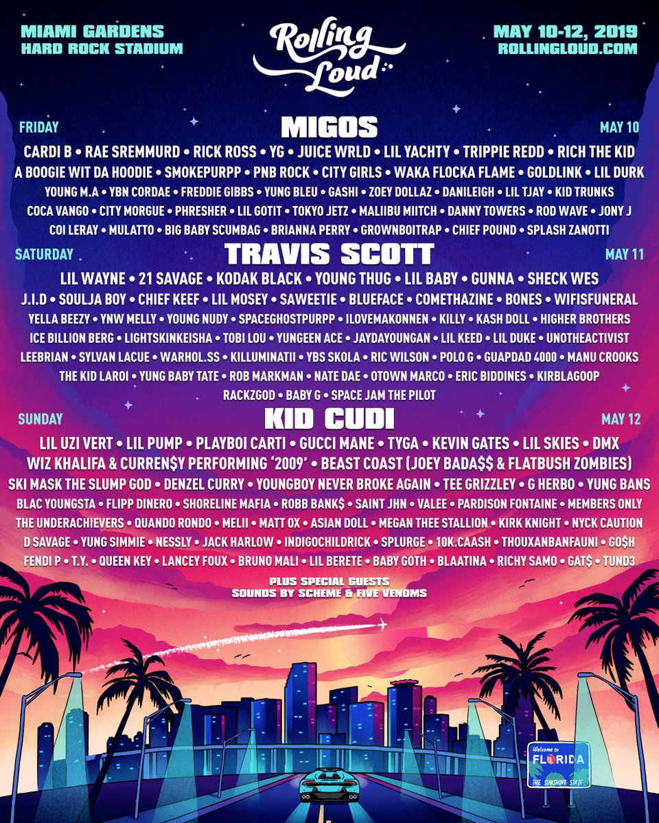 Rolling Loud Miami Announces 2019 Lineup: Migos, Travis Scott & Kid ...